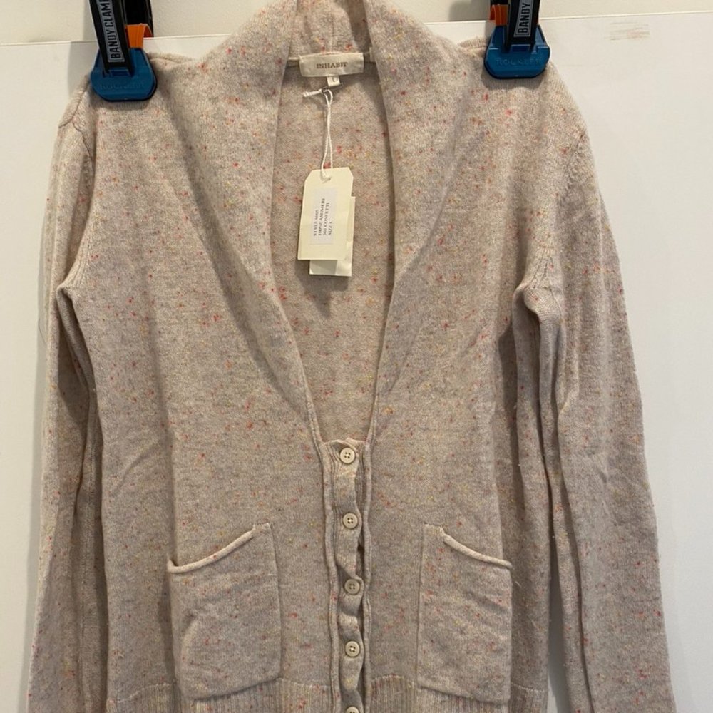 INHABIT 100% Cashmere "Confetti" Cardigan, size L